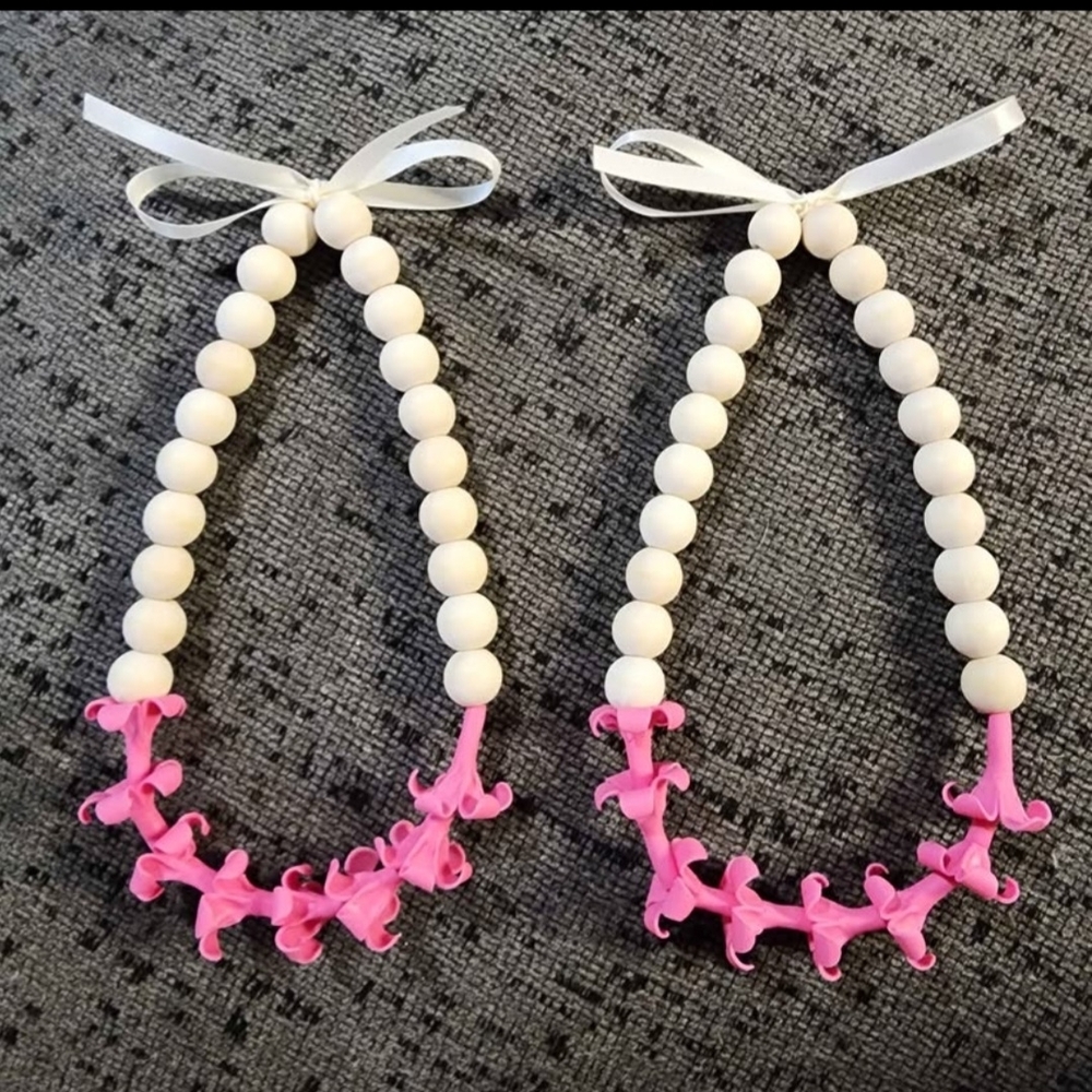 Pink and White Kids Beaded Necklace